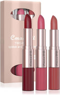 3 Pcs 2 in 1 Lipstick and Lip Gloss Set, Matte Velvet Double Headed High Pigmented Lipstick Gift Set, Waterproof Long Lasting Lip Makeup Gift Set for Women Bean Paste Red/Peach Pink/Bean Paste Pink
