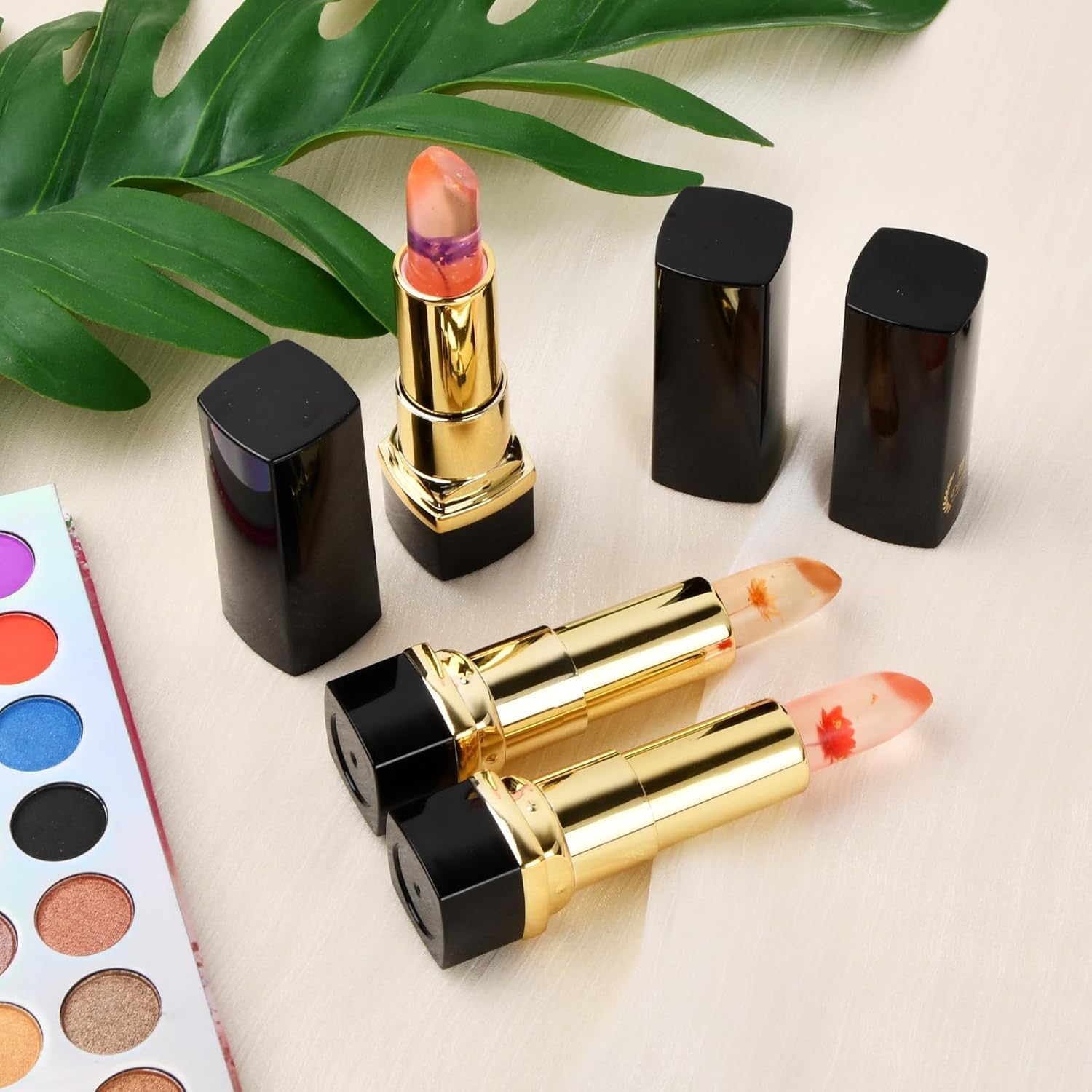 Crystal Flower Lip Jelly Set, 3 Colors (Rose Blood, Magic Blue, Rose Tears), Moisturizing, Beeswax & Vitamin E, Non-Sticky Formula, Color-Changing